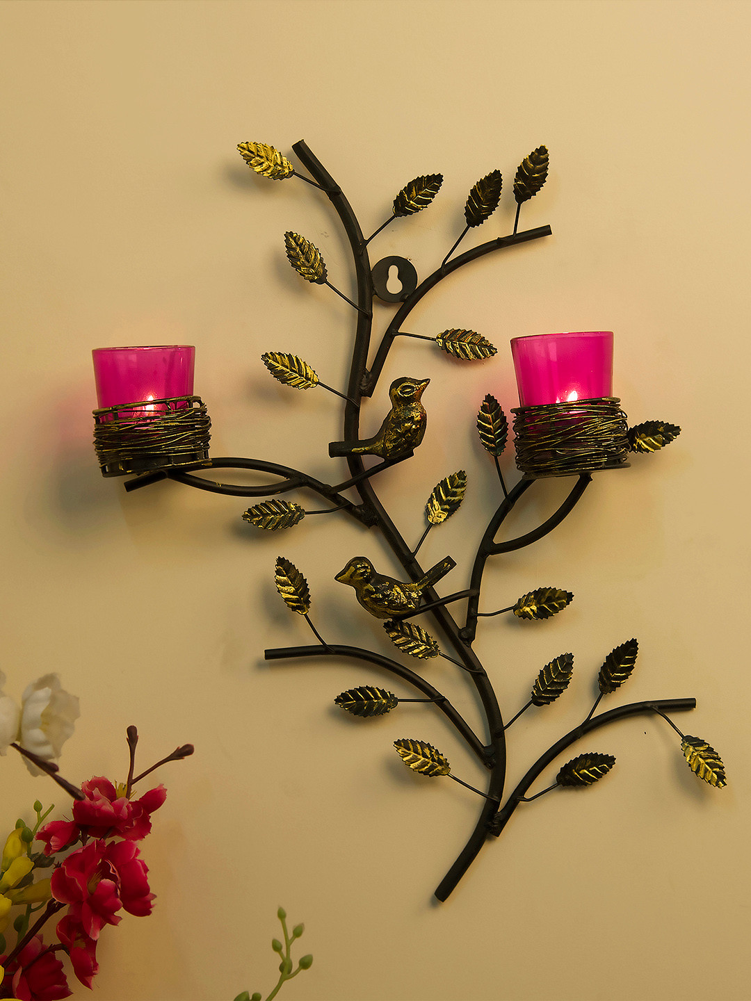 Homesake Pink & Mustard Tree-Shaped Candle Holders
