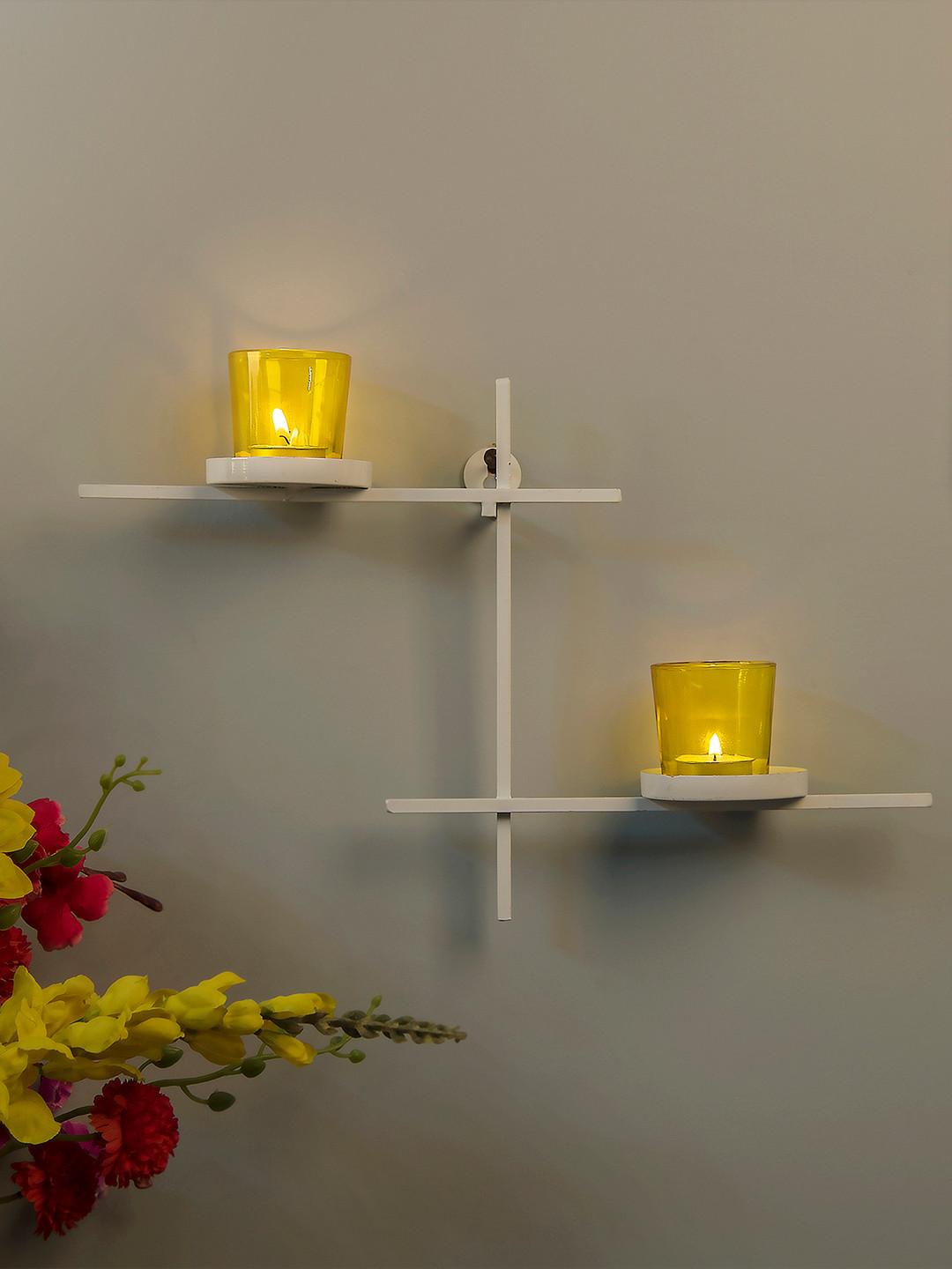 Homesake Yellow Ladder-Shaped Candle Holder with 2 Cups