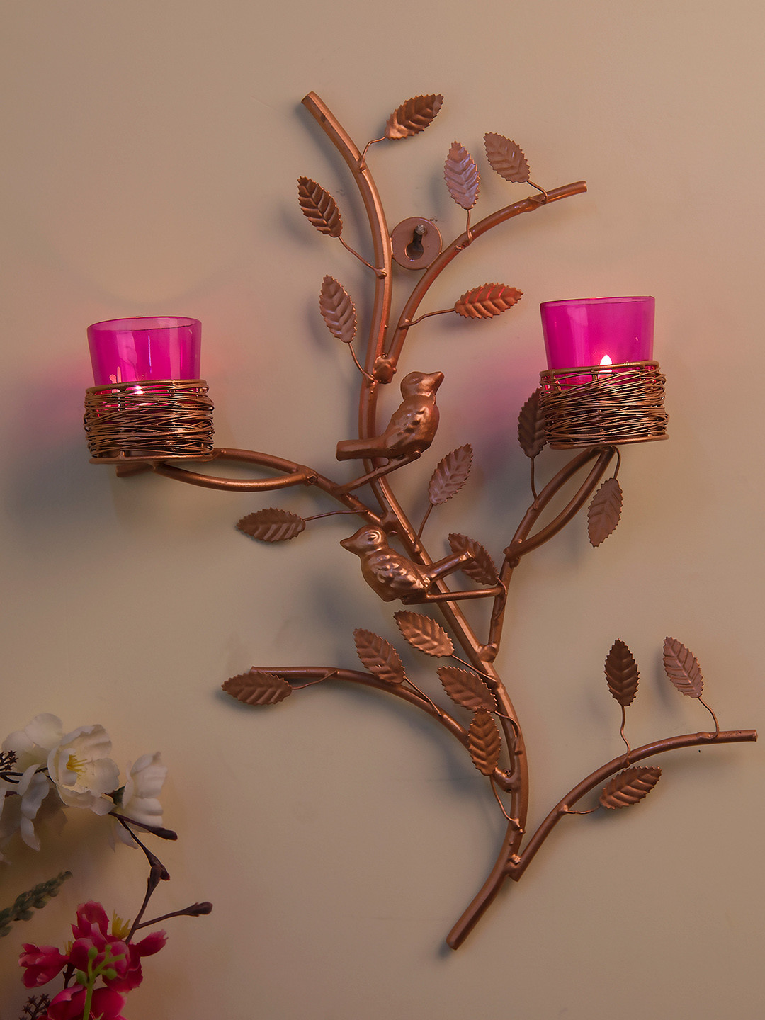 Homesake Pink & Copper-Toned Tree-Shaped Candle Holder