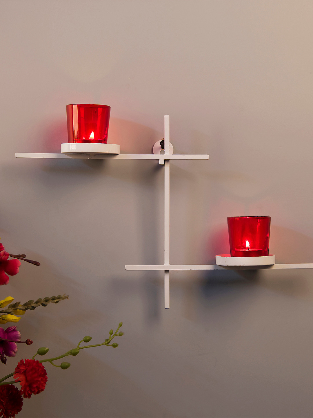 Homesake Red Ladder-Shaped Candle Holder with 2 Cups