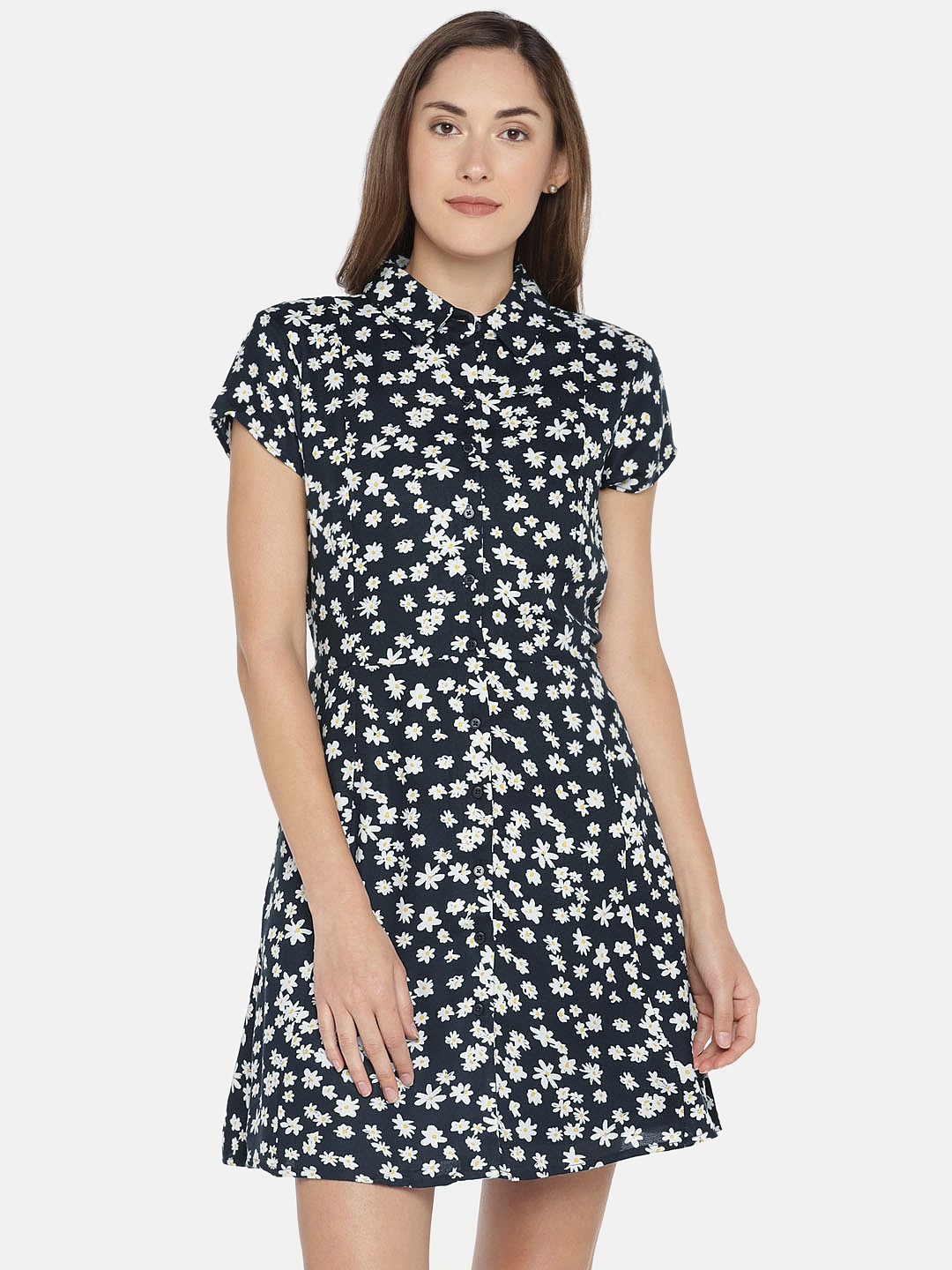 Cottonworld Women Black Printed Shirt Dress