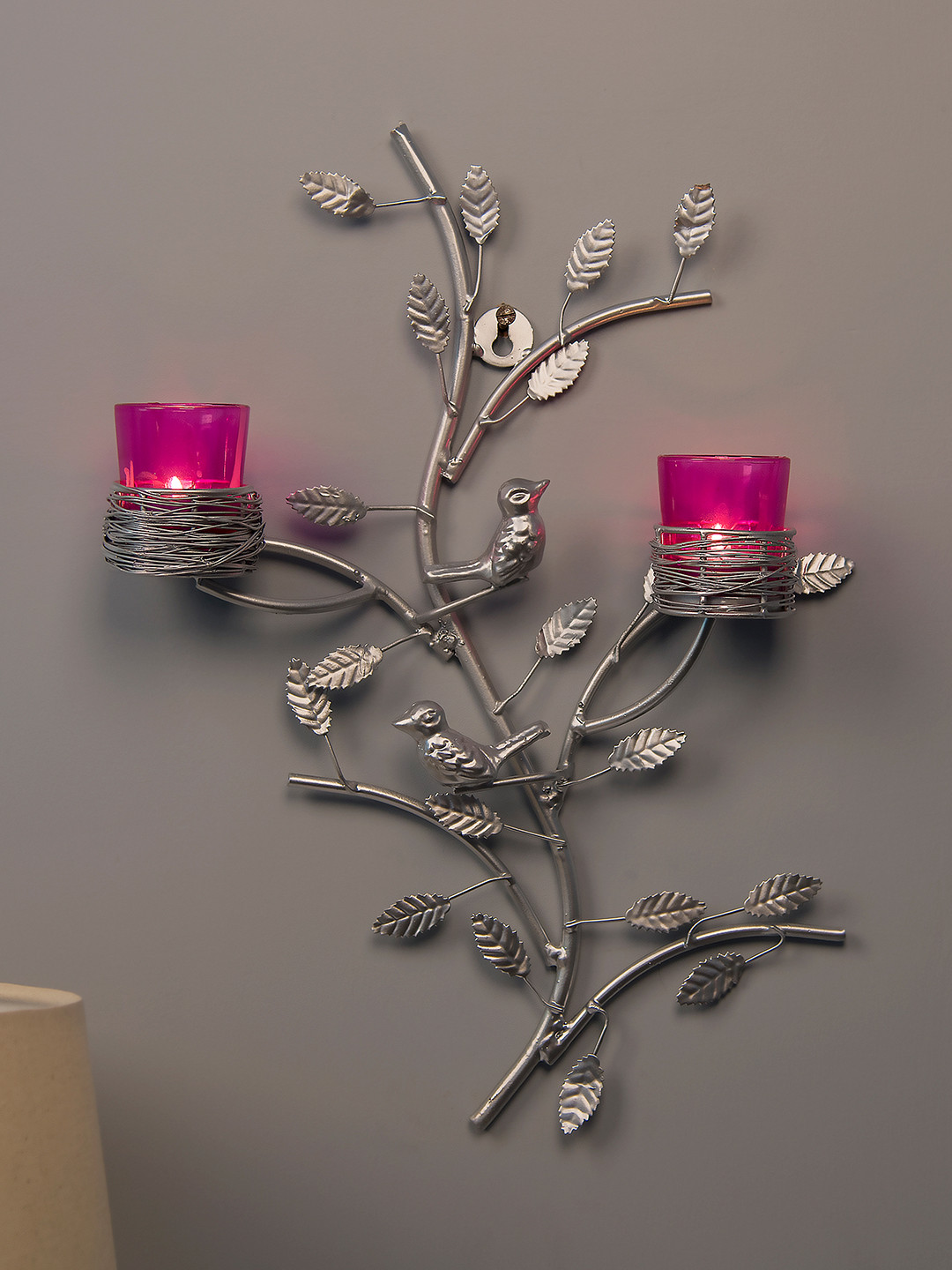 Homesake Pink & Silver-Toned Hand-Crafted Tree-Shaped Candle Holders