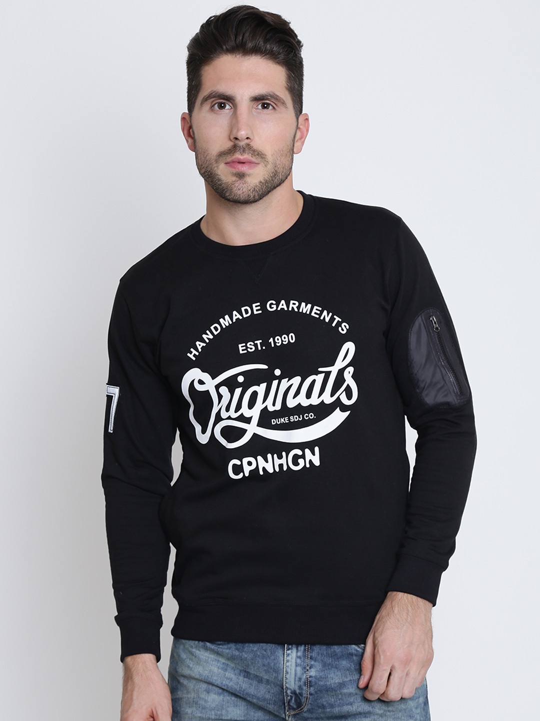 Duke Stardust Men Black Printed Sweatshirt