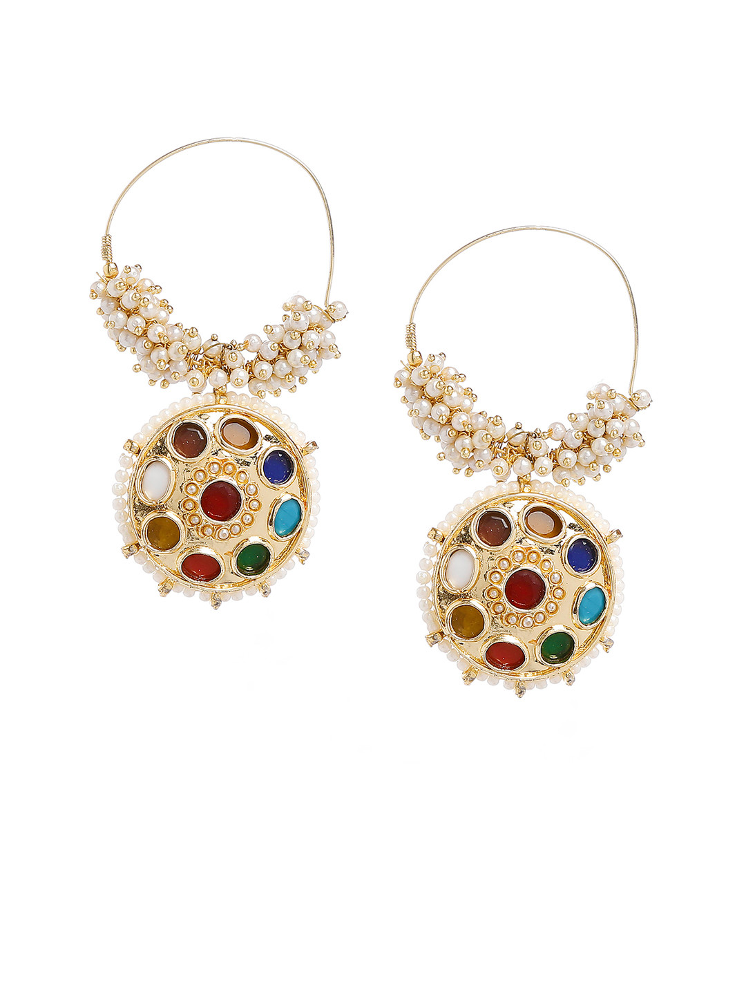 Bamboo Tree Jewels Gold-Toned Circular Hoop Earrings