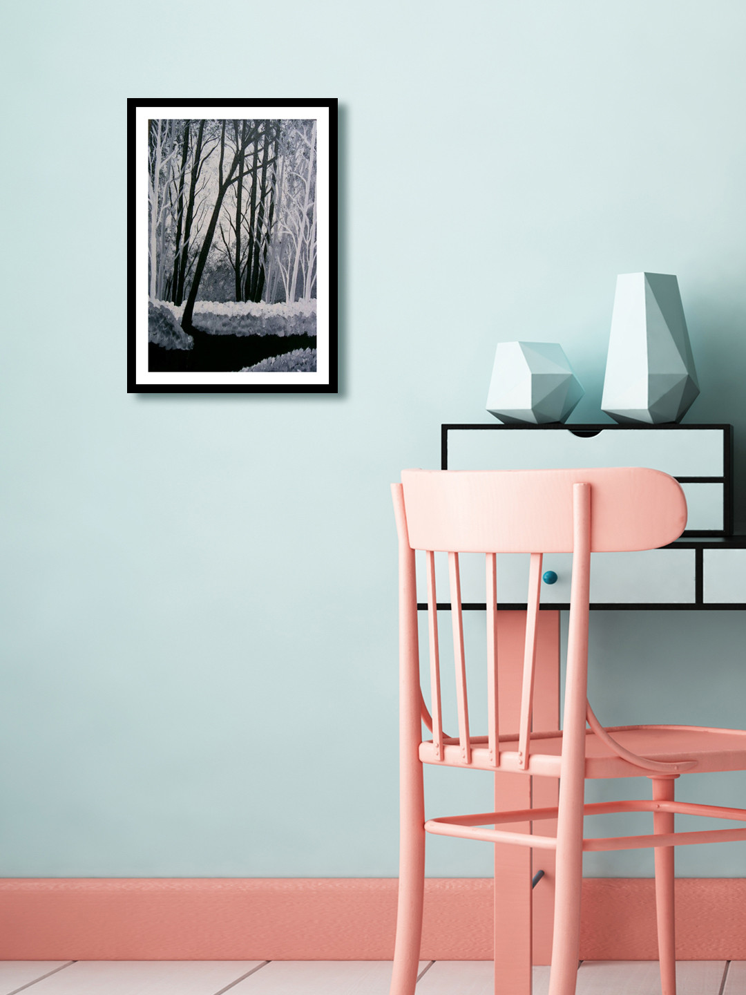999Store Black & White Botanical Wall Painting