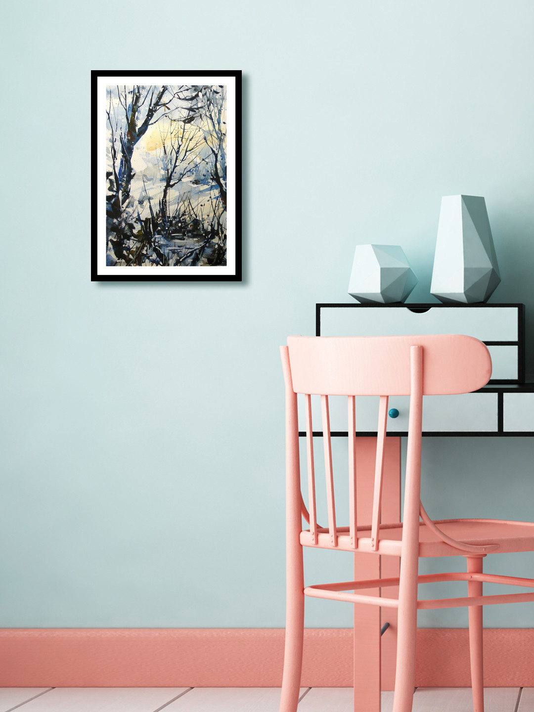 999Store Multicoloured Hand-Painted Botanical Wall Painting