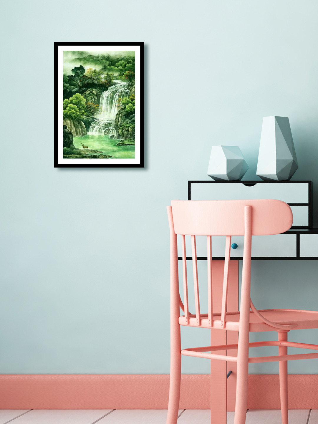 999Store mountain waterfall Canvas Wall Rectangle Paintings Wall Art-13.8 x 9.8In