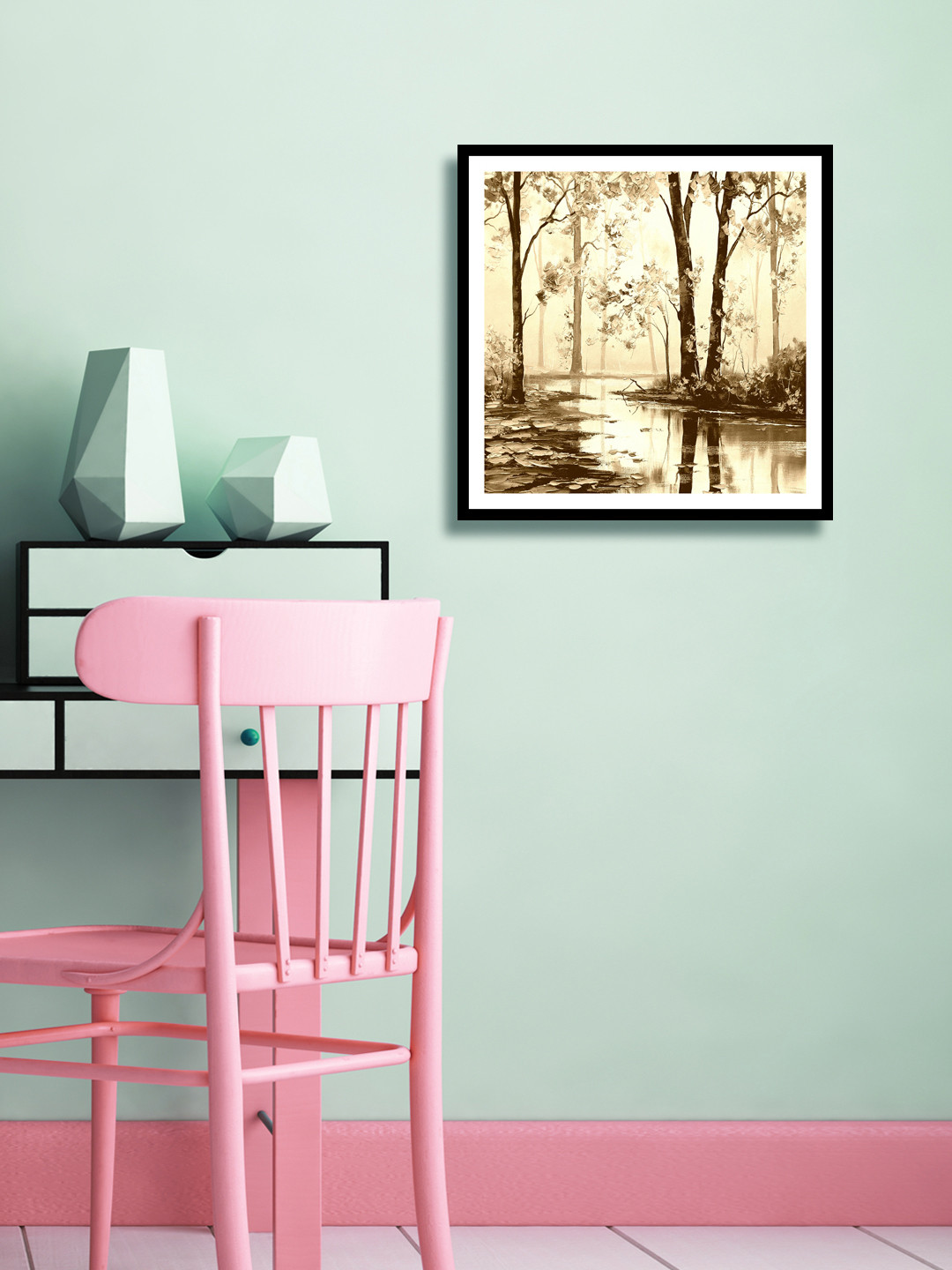 999Store Brown Botanical Wall Painting
