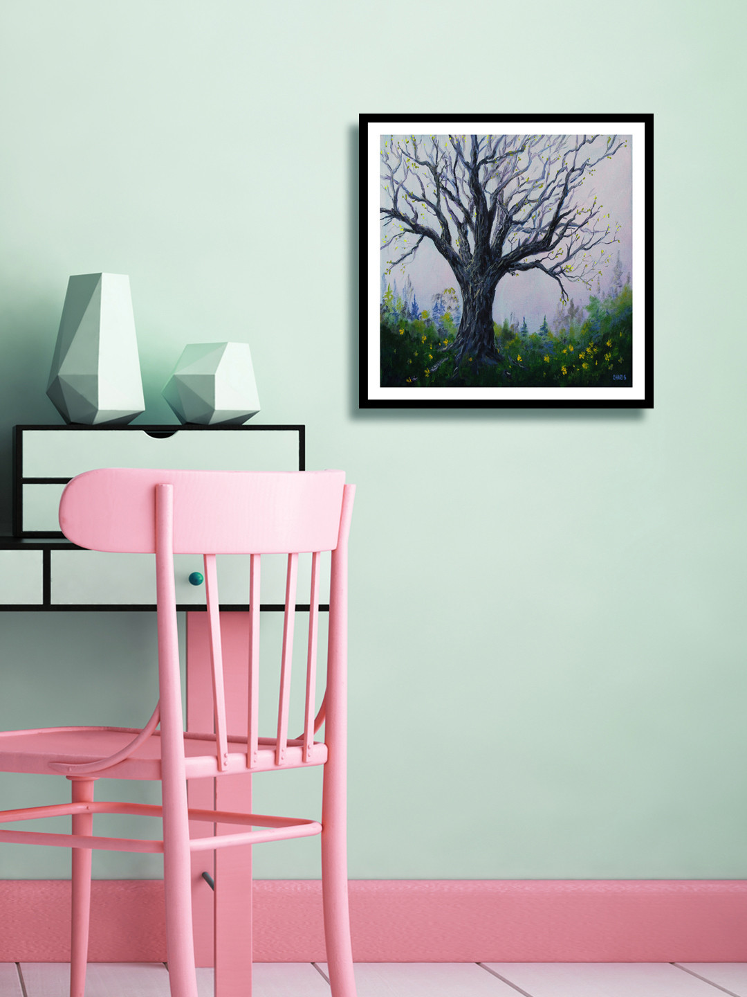 999Store Framed canvas + Back Frames autumn tree printed poster like painting