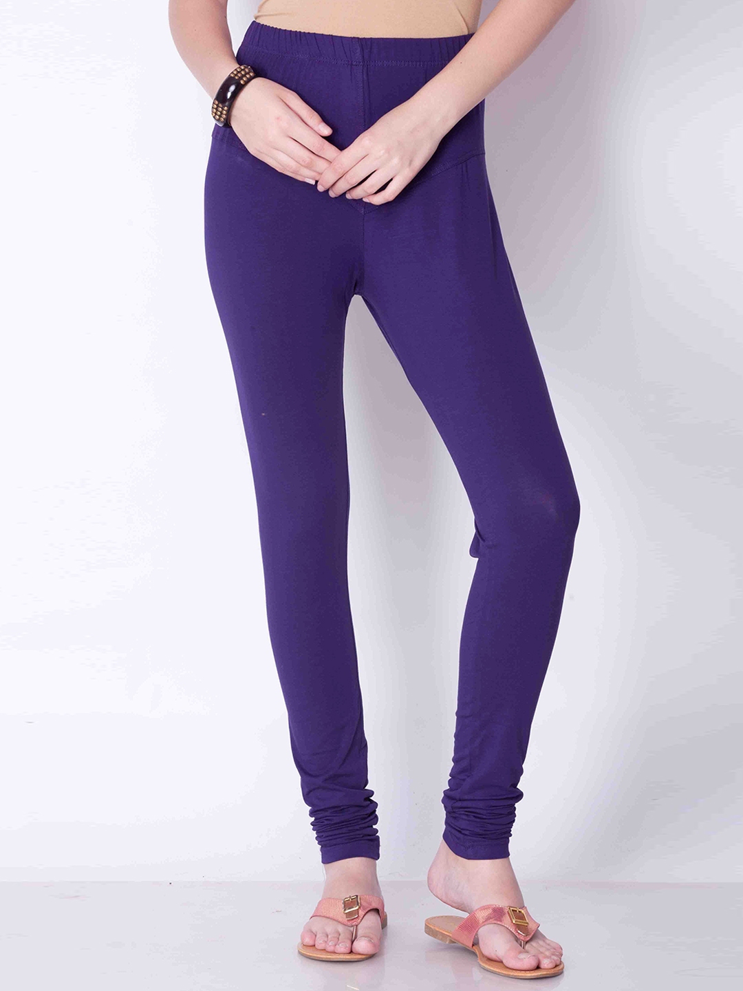 Buy Lyra Women's Lilac Solid Churidar Leggings Online at Best