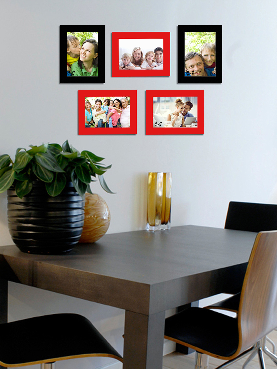 Art Street Set Of 5 Red & Black Photo Frames