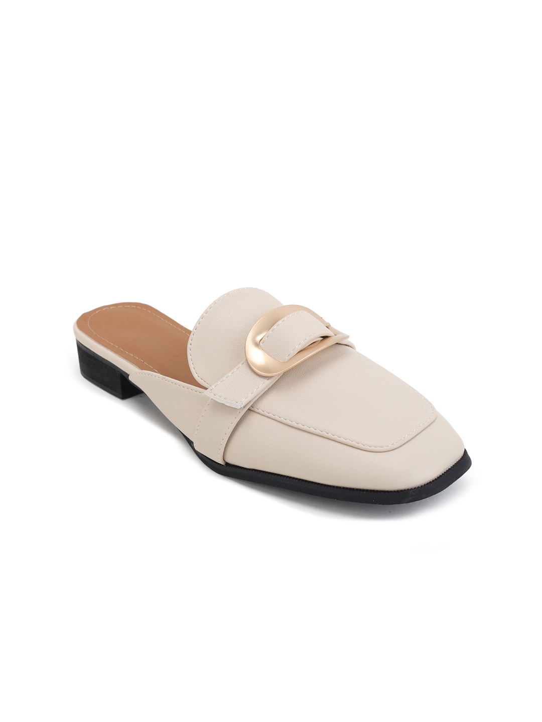 cream mules flat