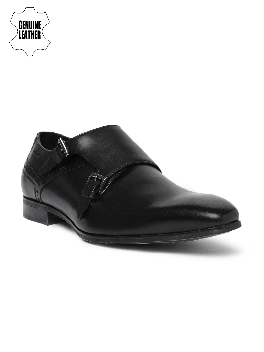 Buy Ruosh Men Black Genuine Leather Monk Shoes Formal Shoes for