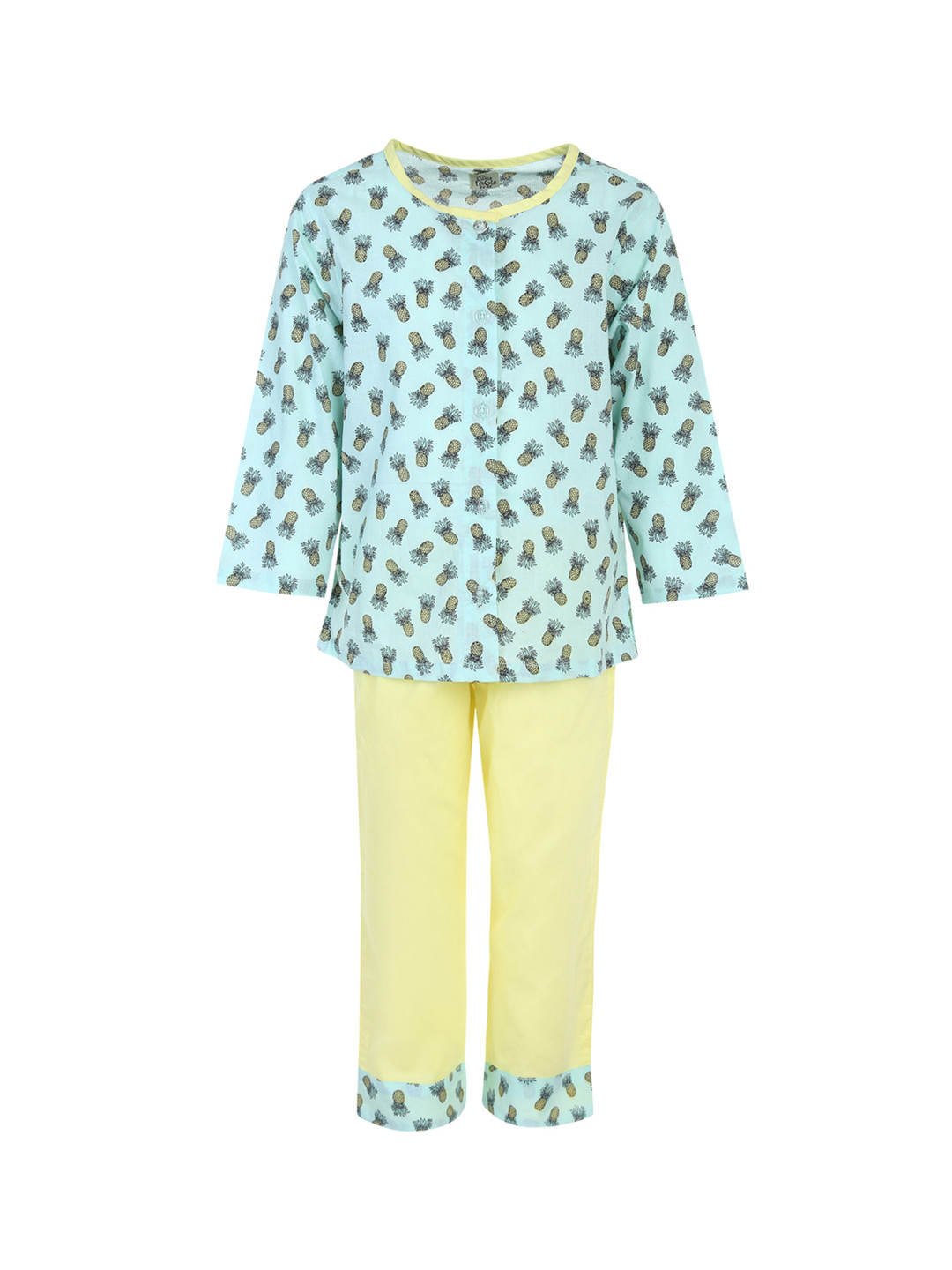 A Little Fable Unisex Turquoise Blue & Yellow Printed Night suit