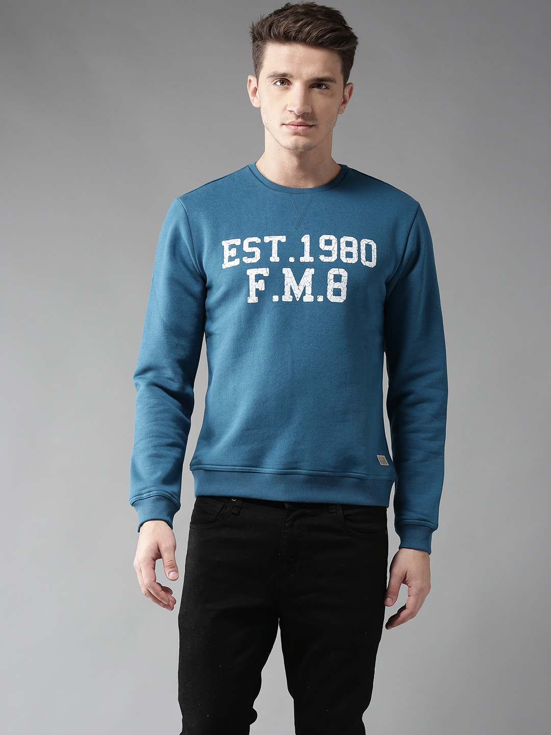 Buy Flying Machine Men Teal Blue Printed Sweatshirt - Sweatshirts for Men  7431266 | Myntra