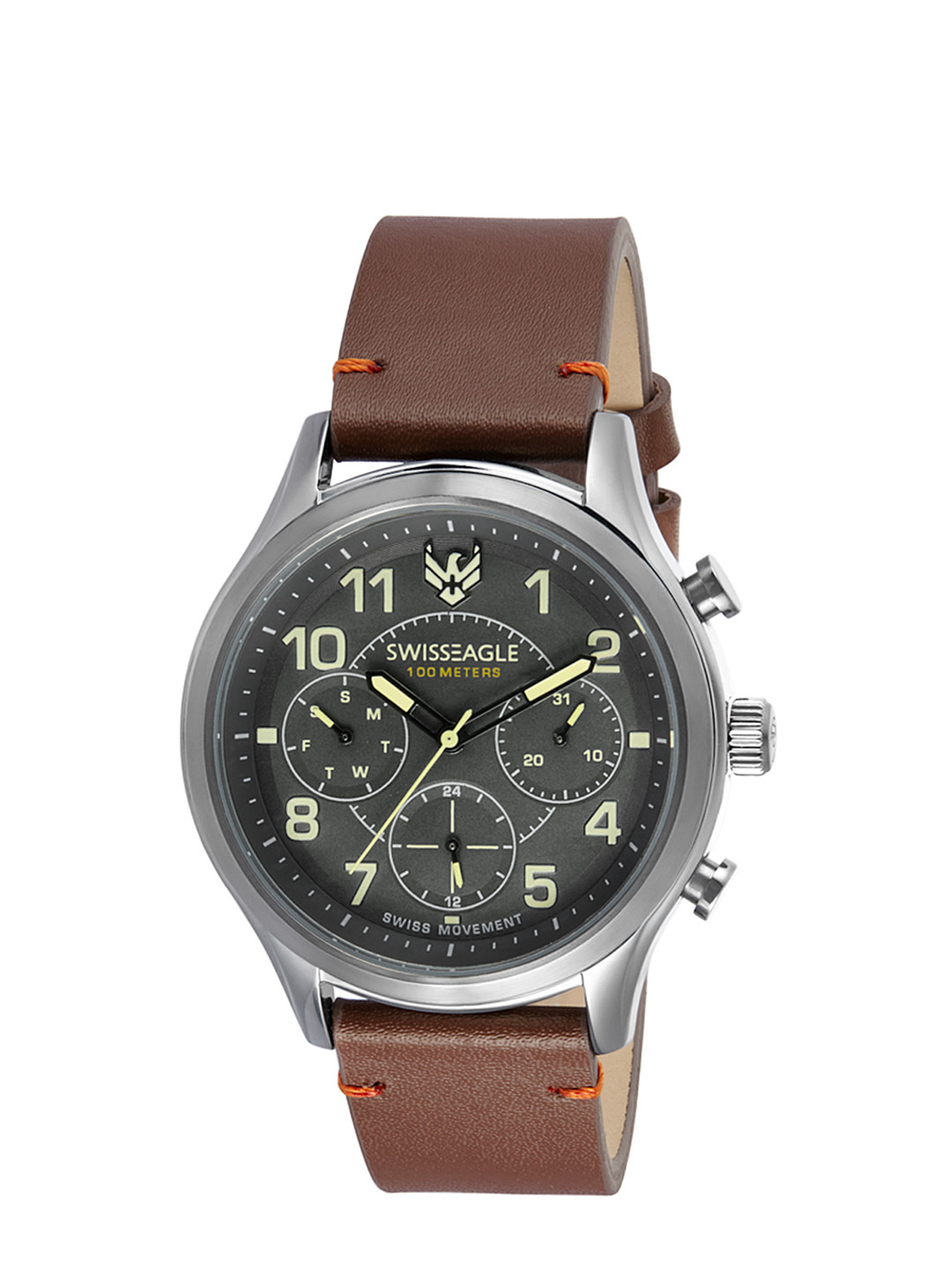 Swiss Eagle Men Charcoal Analogue Watch