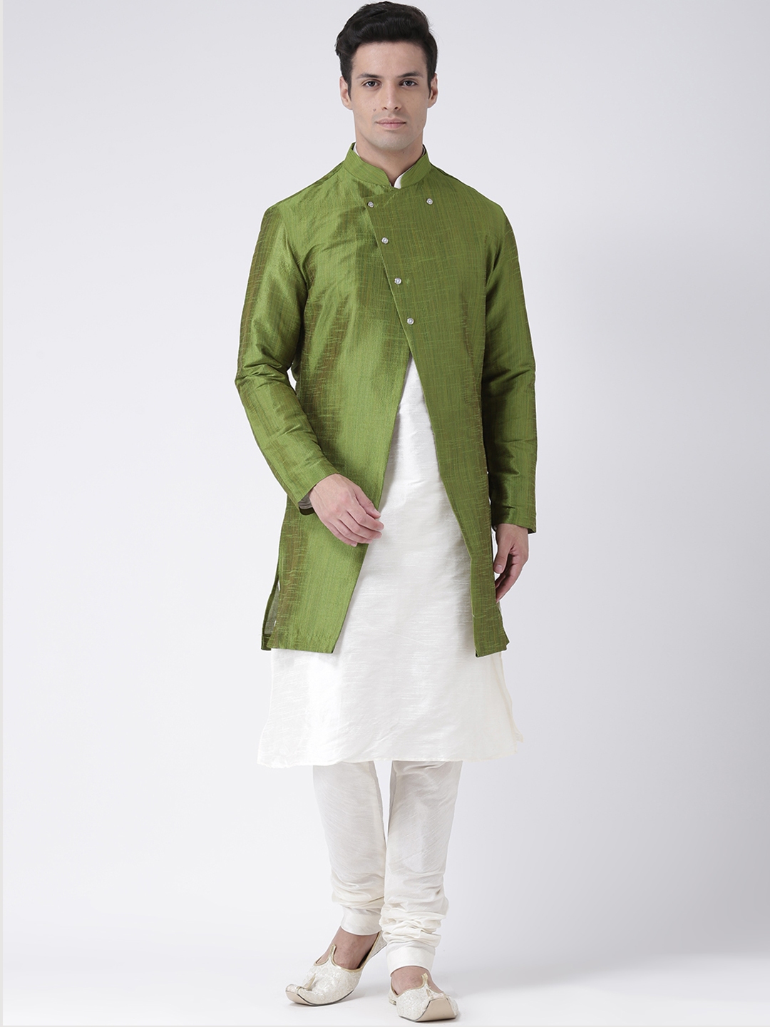 Buy DEYANN Men Green & Off White Sherwani Set - Sherwani for Men ...