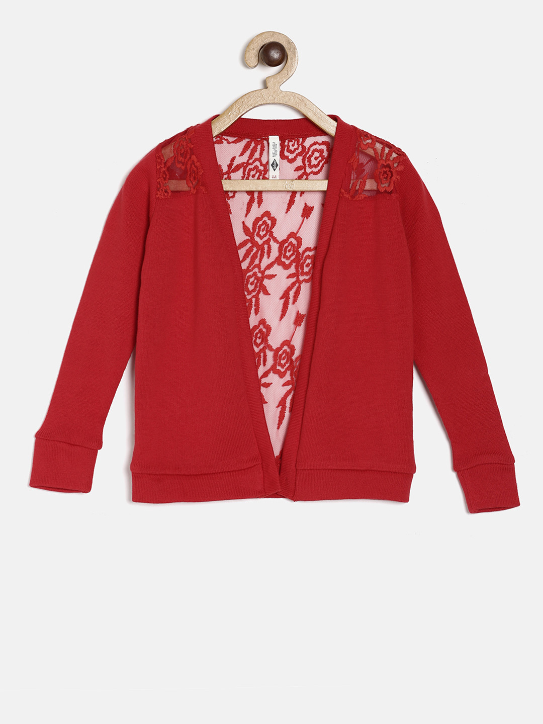 Lee Cooper Girls Red Self Design Sweatshirt