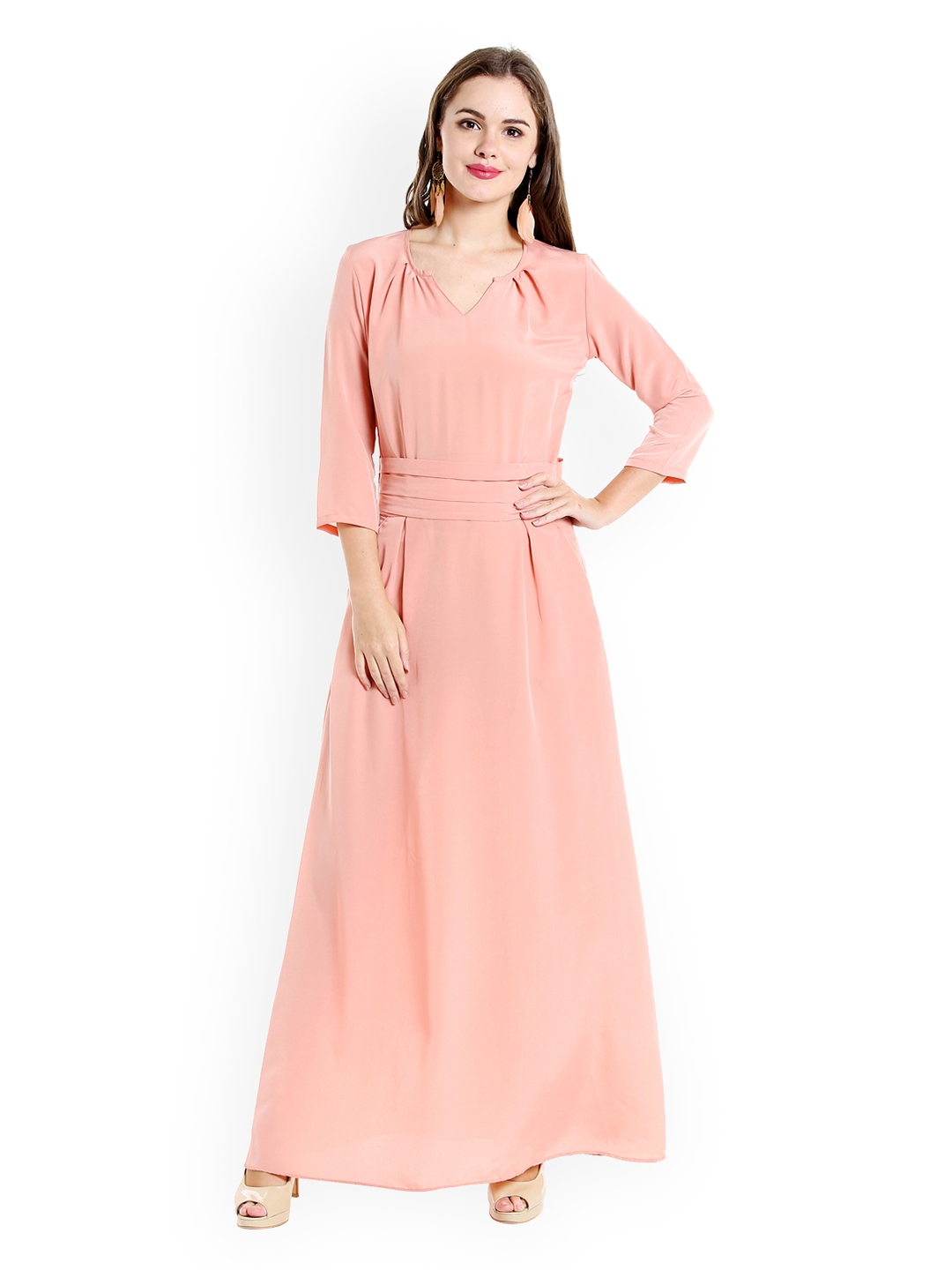 myntra peach dress