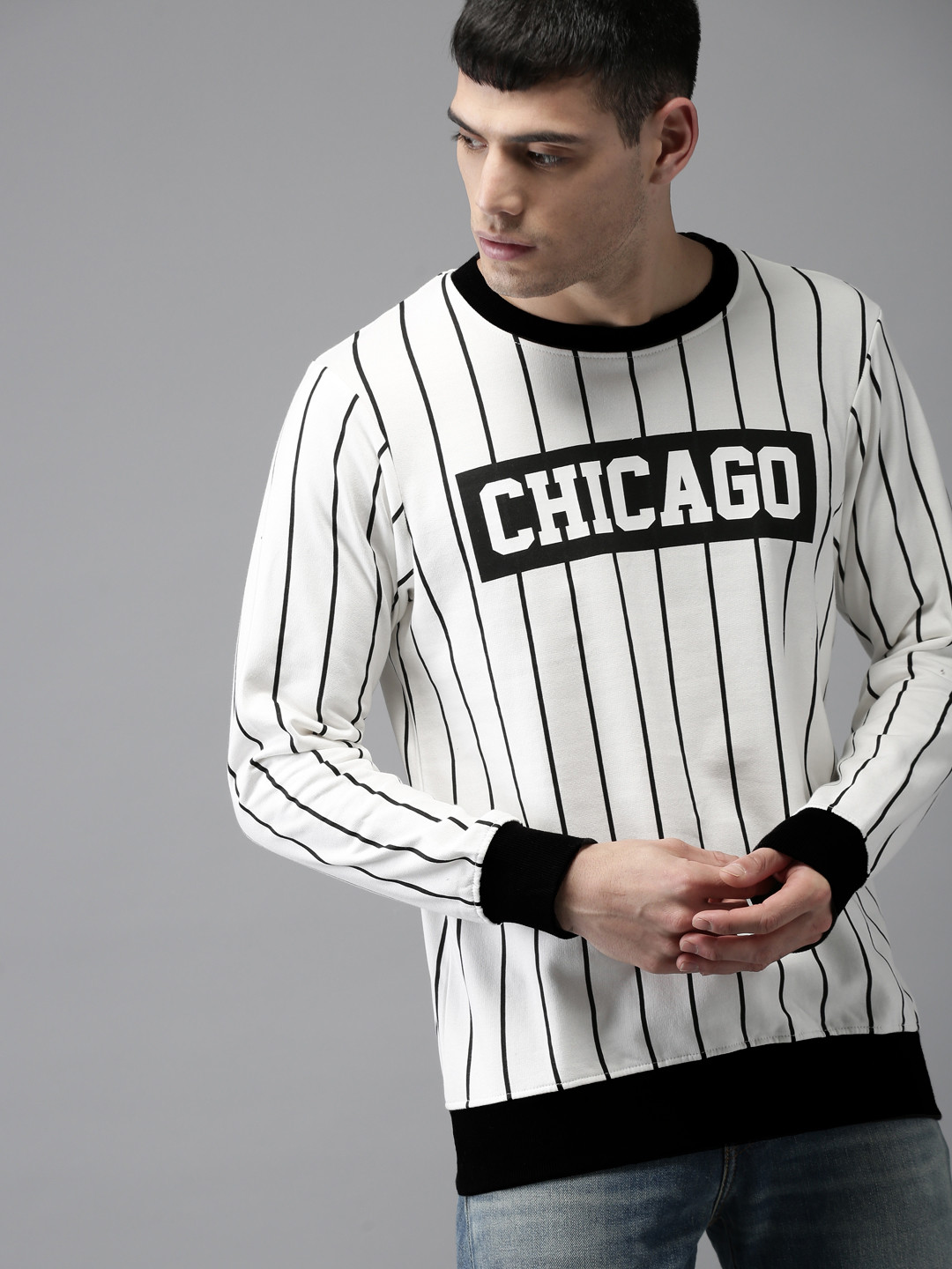 white striped sweatshirt