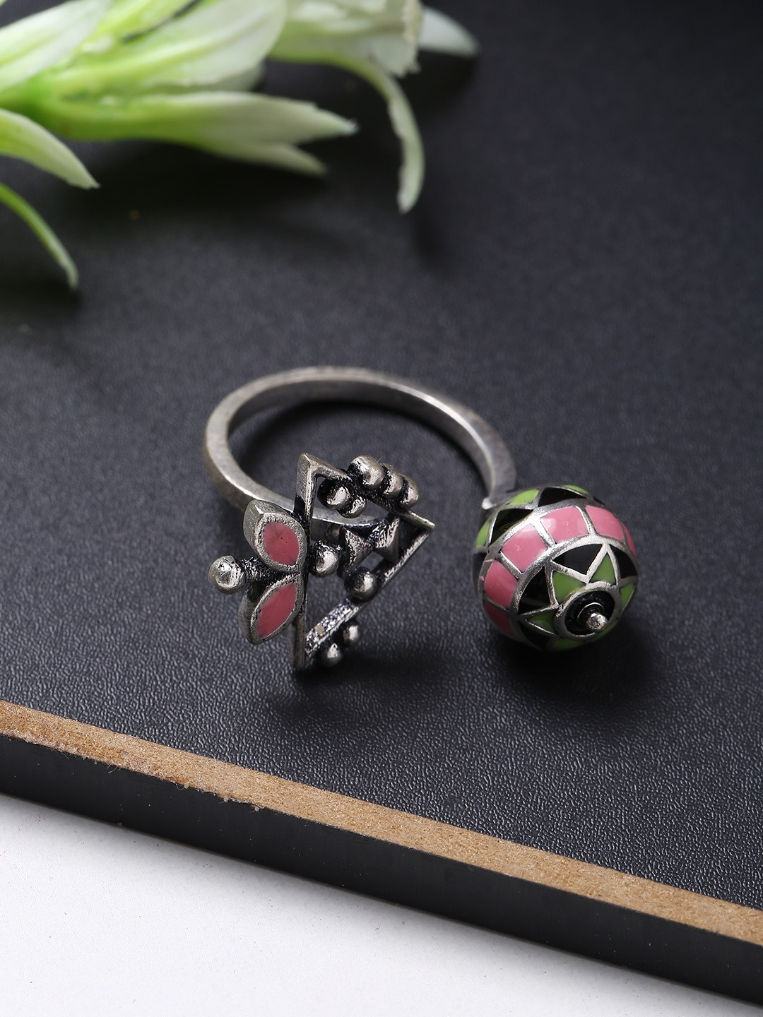 Voylla Women Multi Coloured Floral Finger Ring