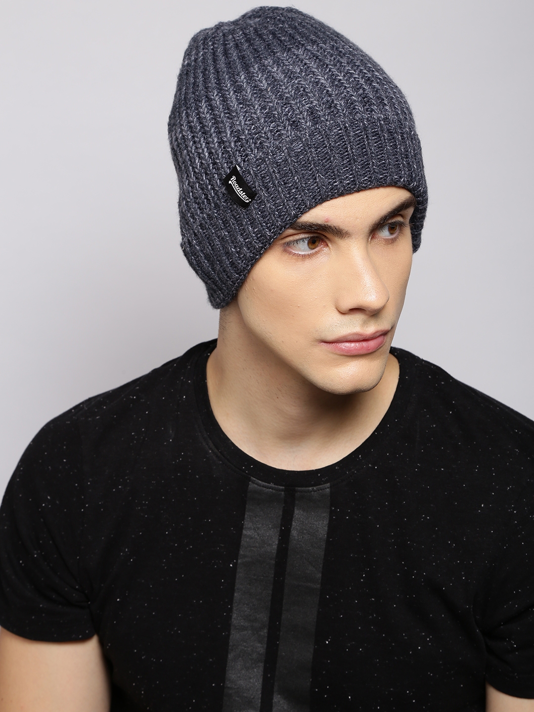 Buy Roadster Unisex Grey Self Design Beanie - Caps for Unisex 7463667