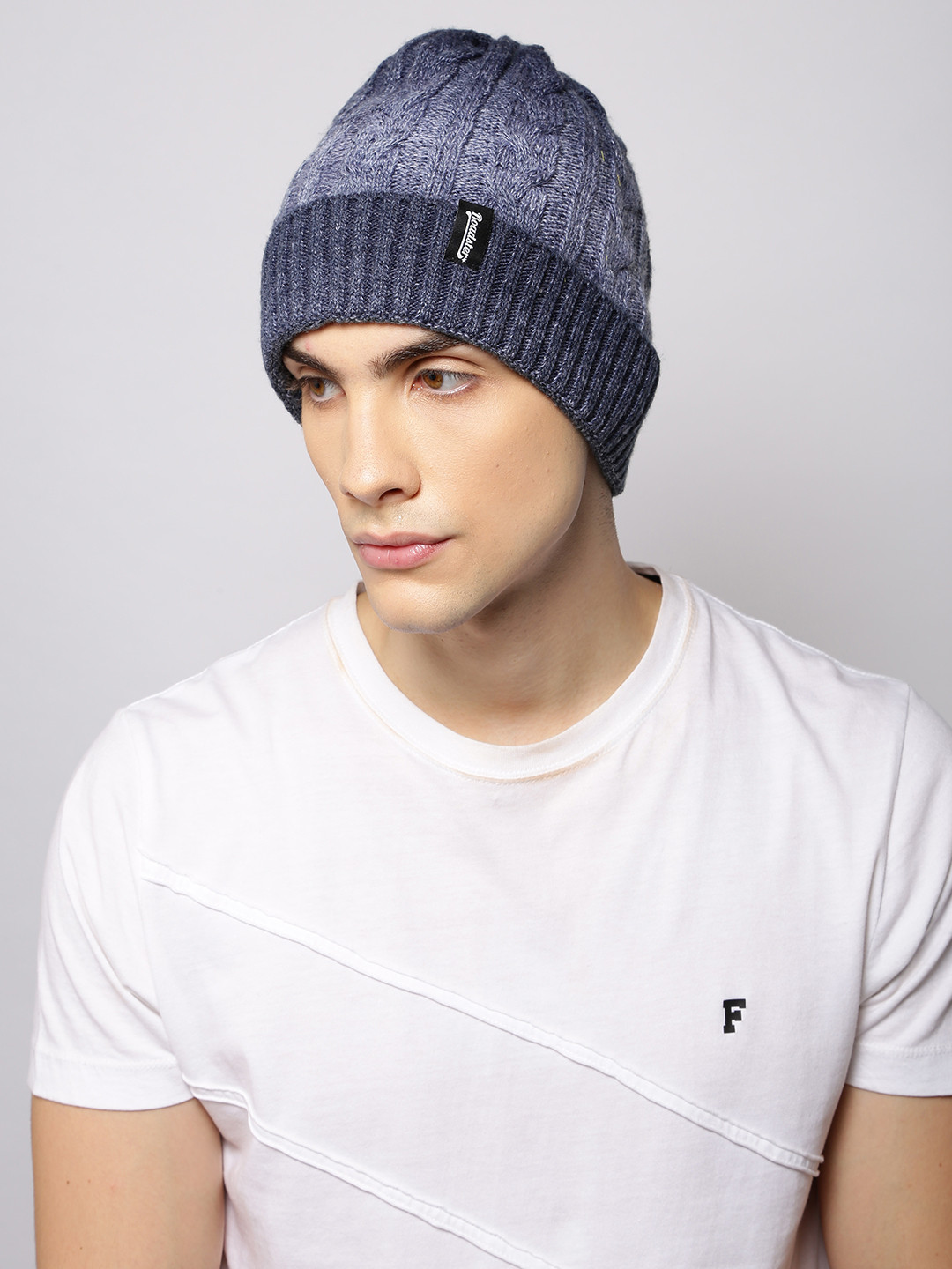 Roadster Unisex Grey Self Design Beanie
