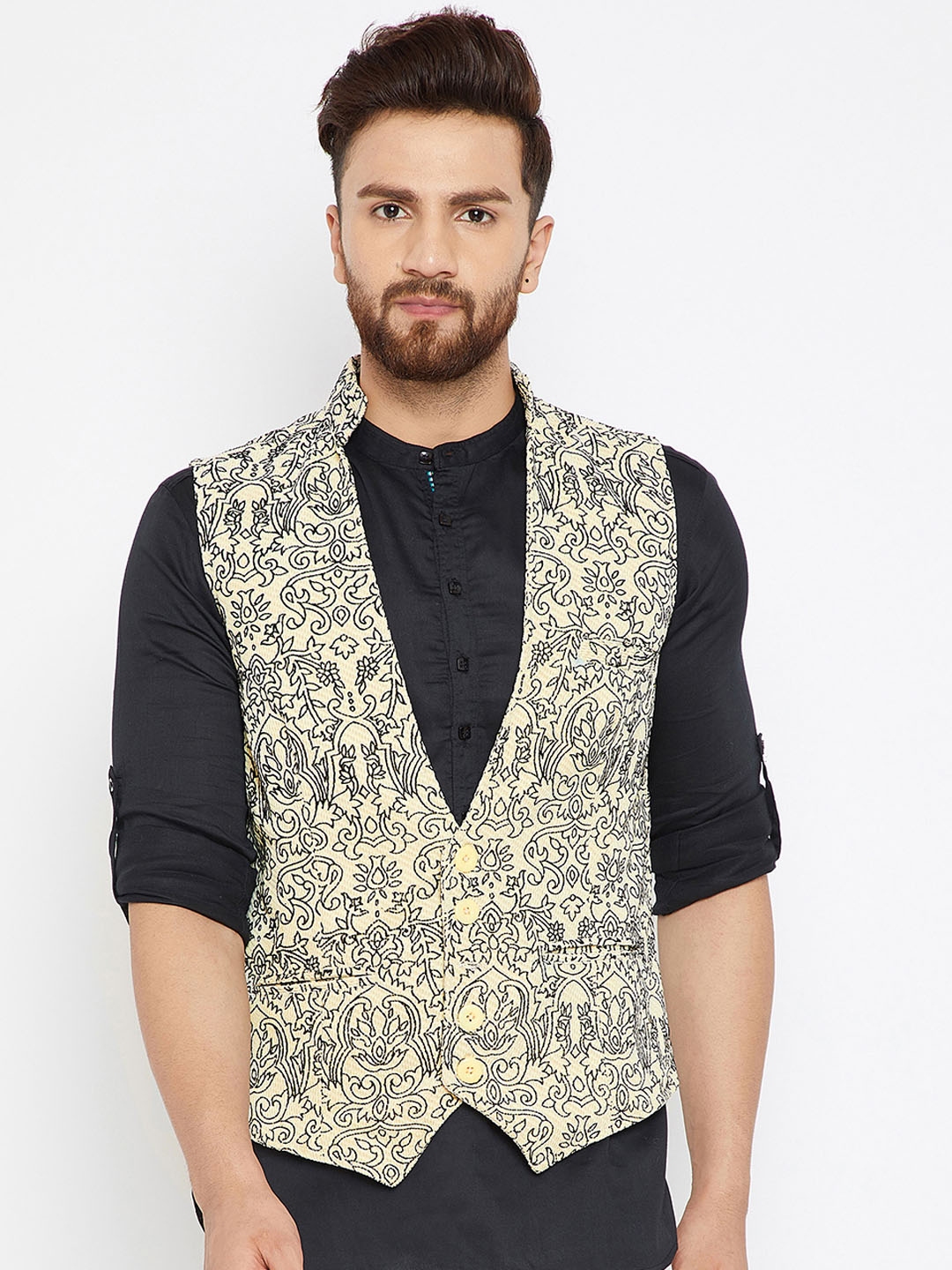 White clearance printed waistcoat