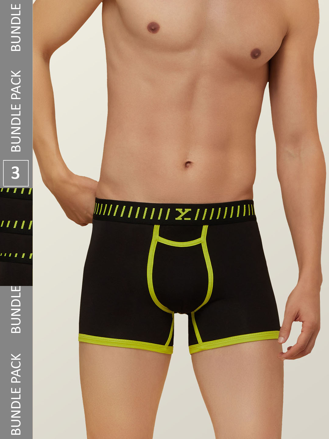 XYXX Men IntelliSoft Antimicrobial Micro Modal Pack of 3 Vibe Trunks XYTRNK3PCKN301