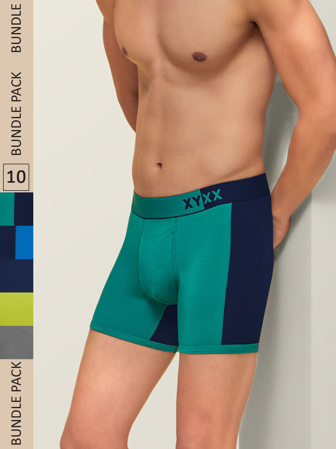 XYXX Men IntelliSoft Antimicrobial Micro Modal Pack of 10 Dualist Trunks XYTRNK10PCKN04