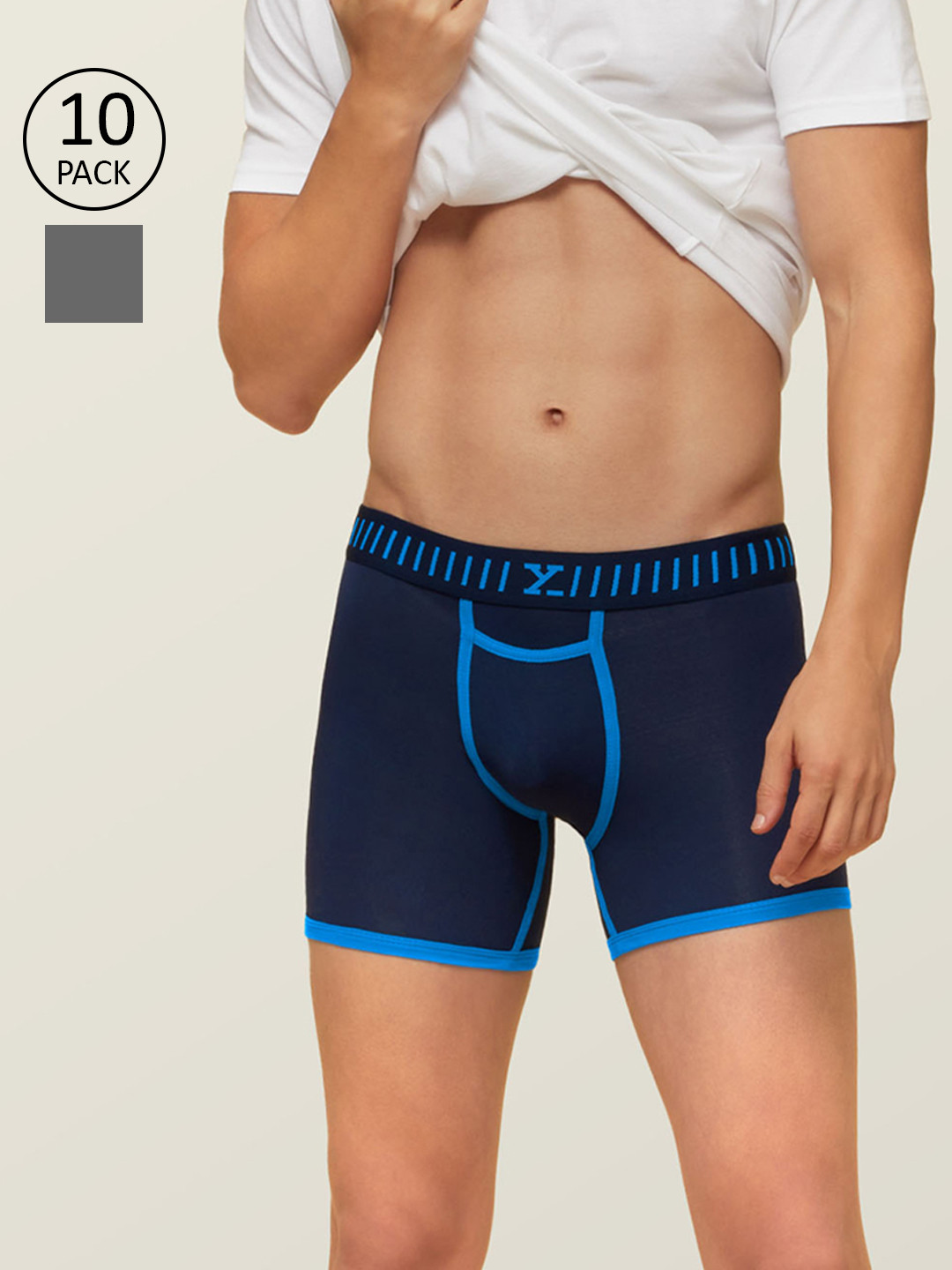 XYXX Men IntelliSoft Antimicrobial Micro Modal Pack of 10 Vibe Trunks XYTRNK10PCKN07