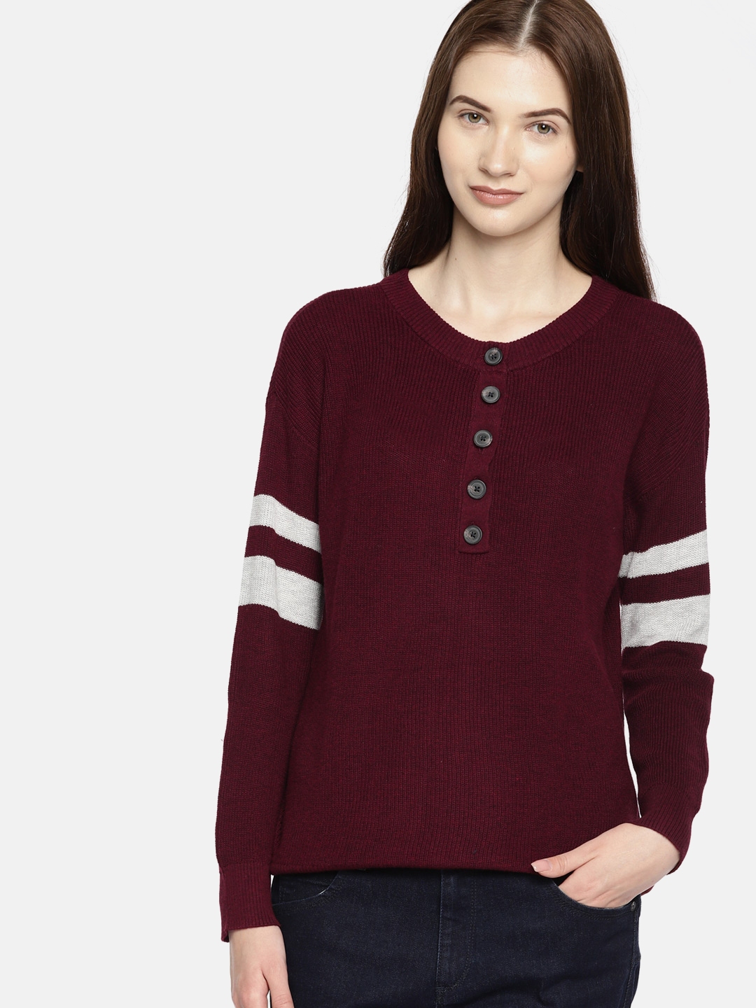 American eagle henley top pullover sweater