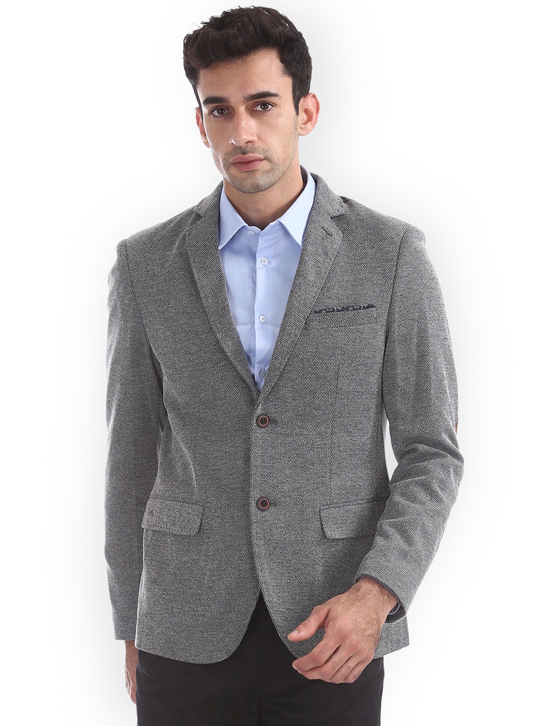 Buy Arrow New York Men Grey Self Design Single Breasted Pure Cotton Blazer Blazers for Men 7472990 Myntra