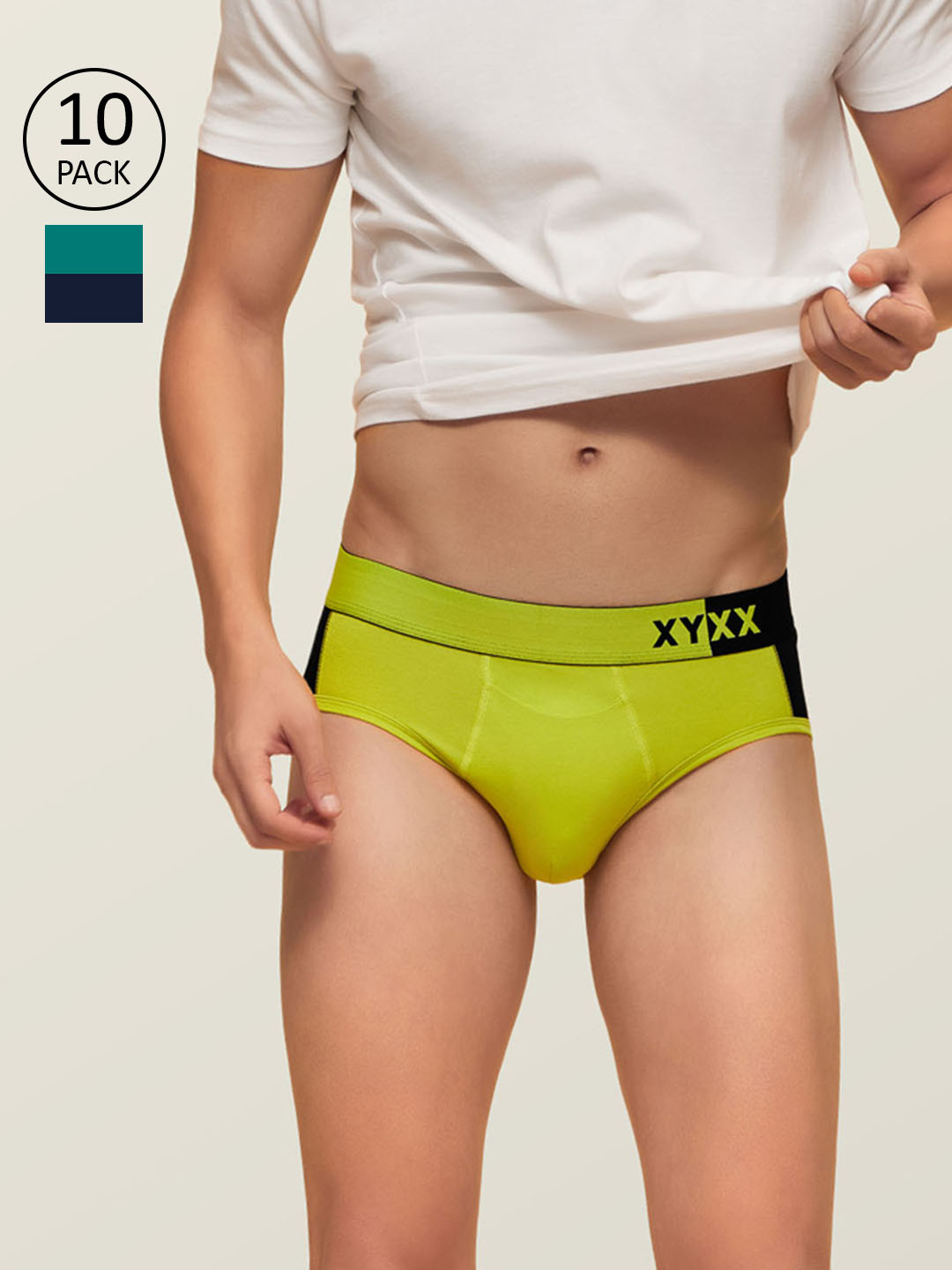 XYXX Men IntelliSoft Antimicrobial Micro Modal Pack of 10 Dualist Briefs XYBRF10PCKN02