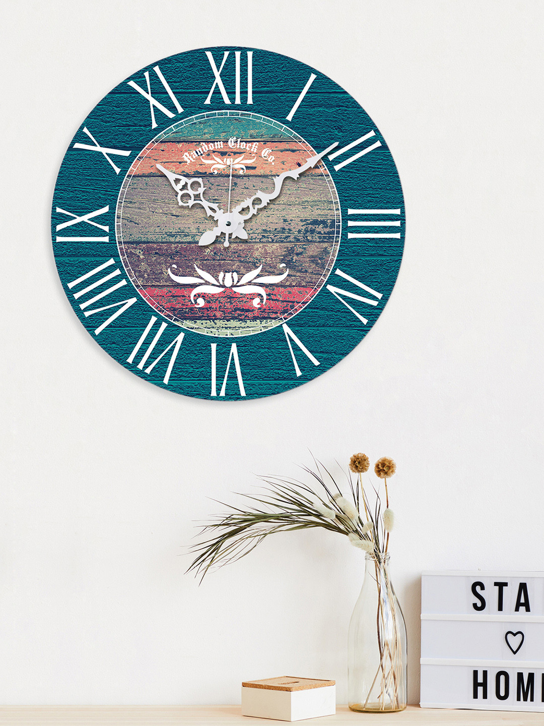 RANDOM Multicoloured Round Printed 38.1 cm Analogue Wall Clock