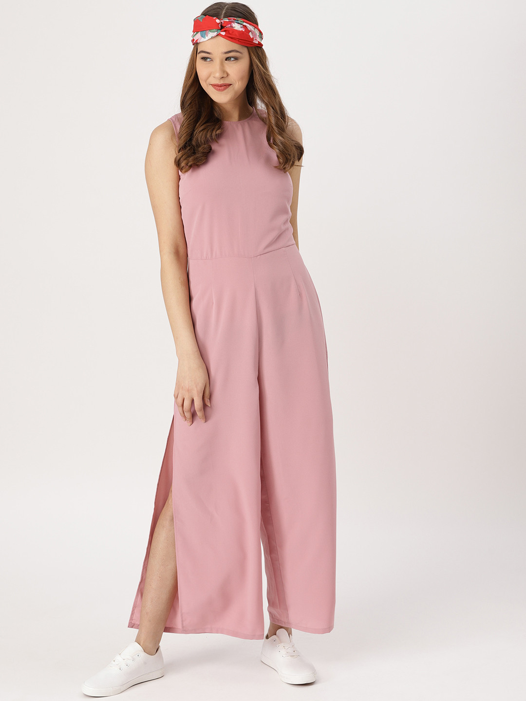 DressBerry Pink Solid Basic Jumpsuit