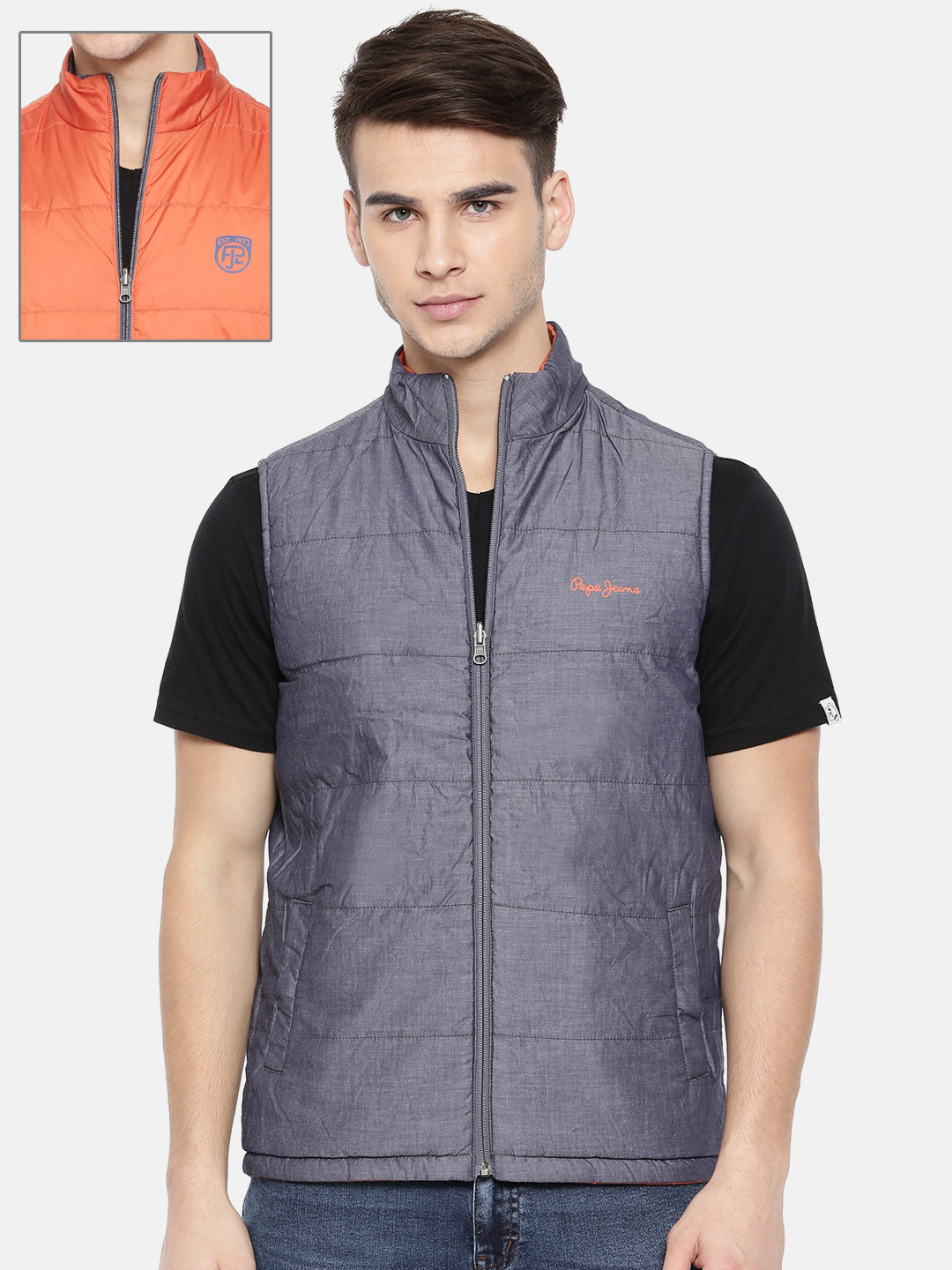 Buy Pepe Jeans Men Orange \u0026 Grey Solid 
