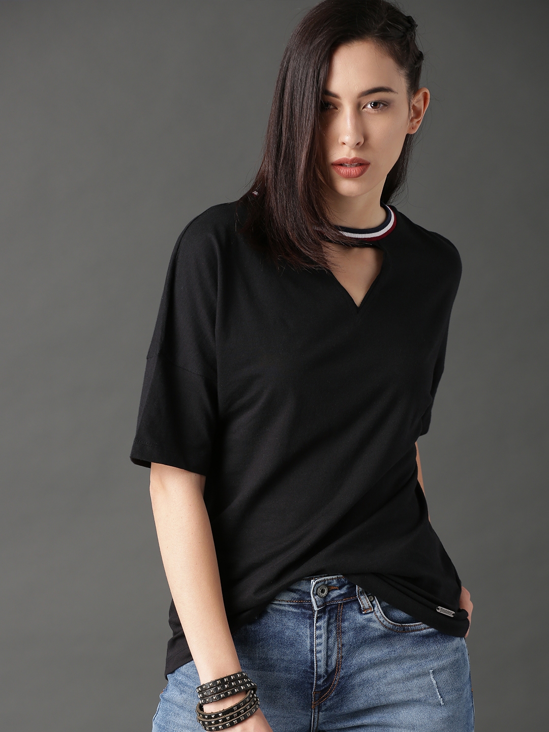 keyhole neck blouse