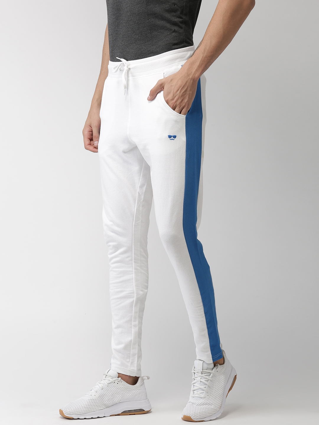 Navy Cotton Joggers with Contrast Piping