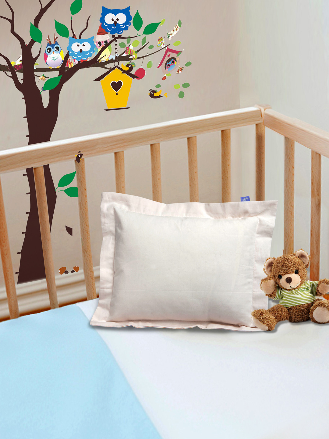 THE BABY ATELIER White Solid Cotton Medium Cotton Baby Pillow-30.48 x 22.86 cm