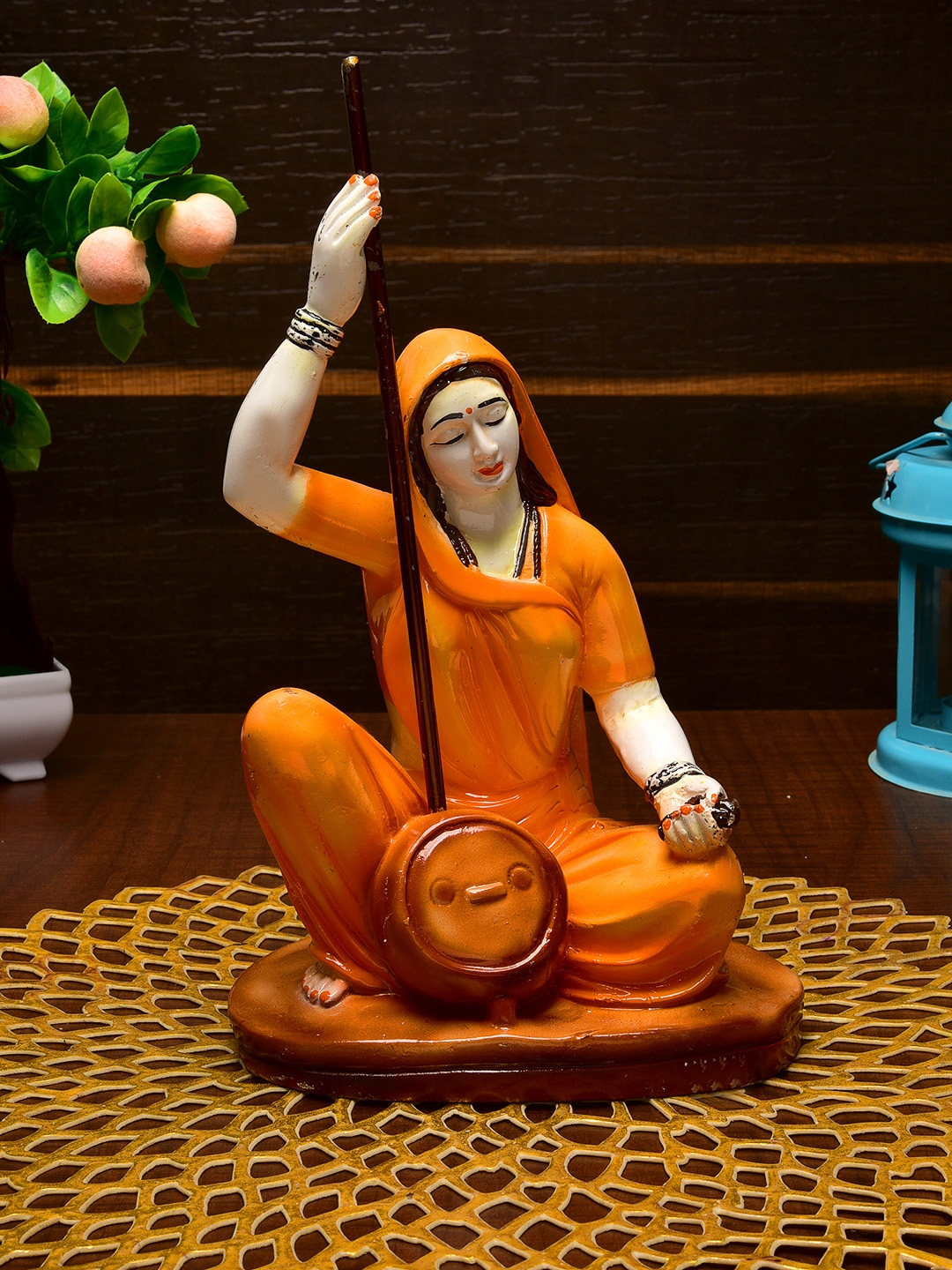 Buy Karigari Orange Handcrafted Meera Bai Showpiece - Showpieces ...