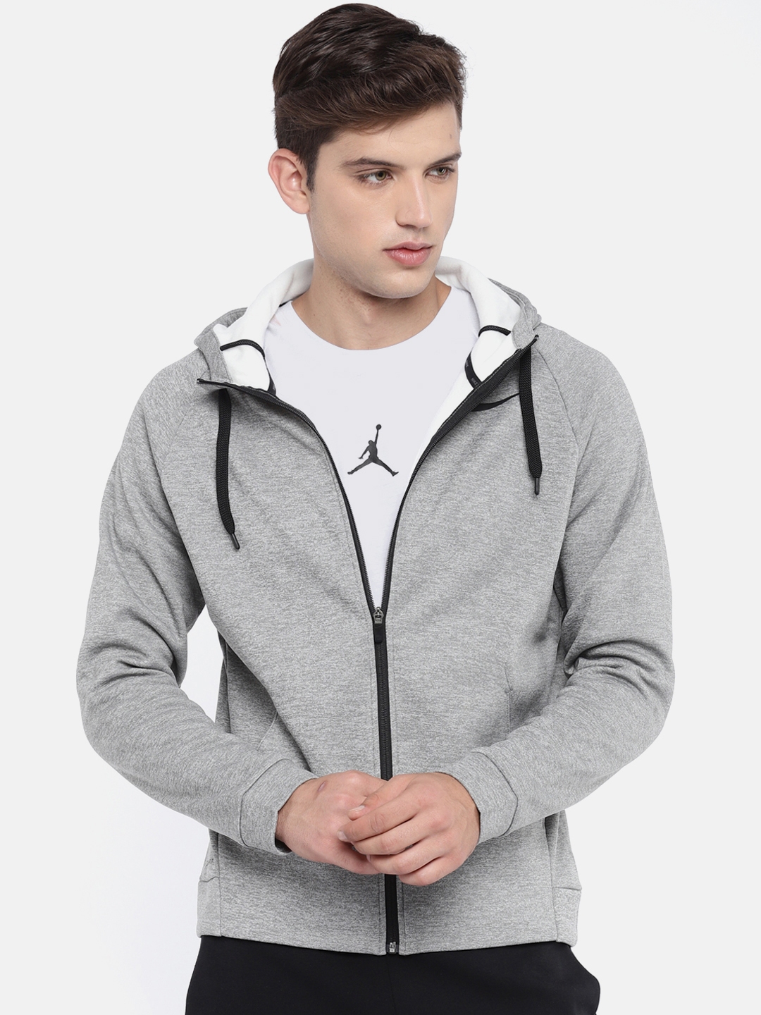 Nike grey polyester terry jacket hot sale