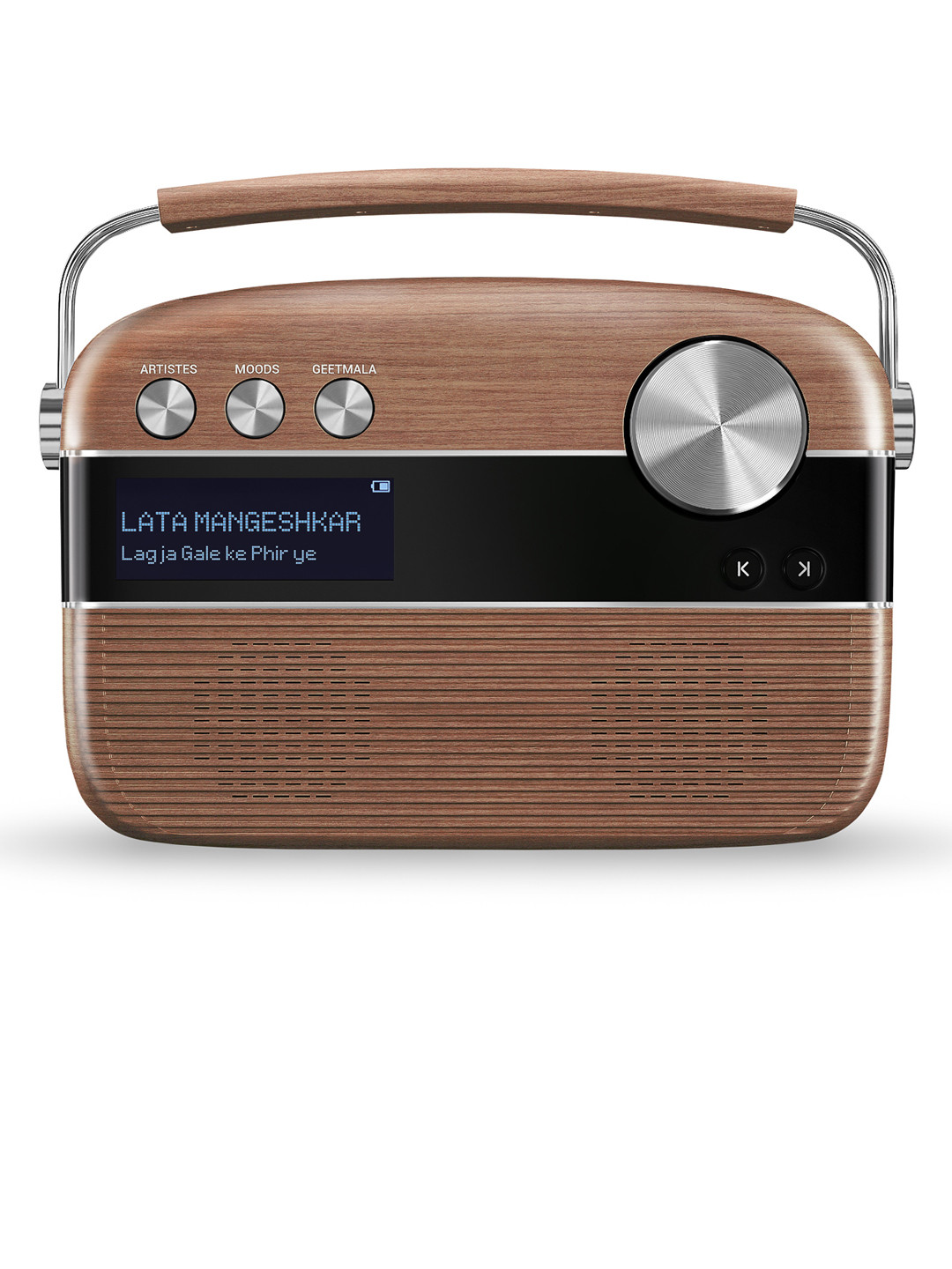 Saregama Carvaan Oak Wood Brown Hindi Portable Music Player with 5000 Preloaded Songs