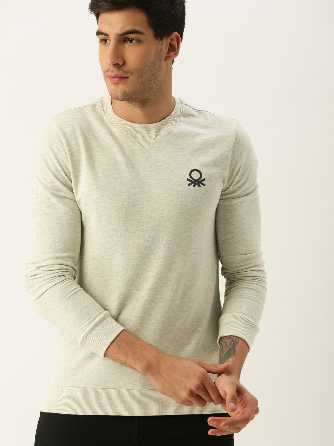Buy United Colors Of Benetton Men Off White Solid Sweatshirt