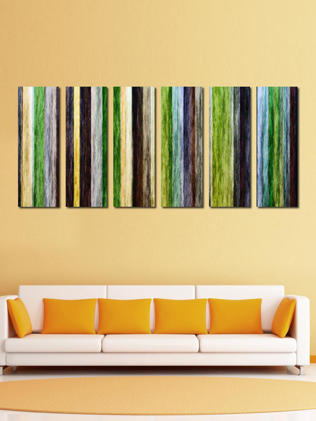 999Store Multicoloured Set of 6 Abstract Colourful Lines Wall Art