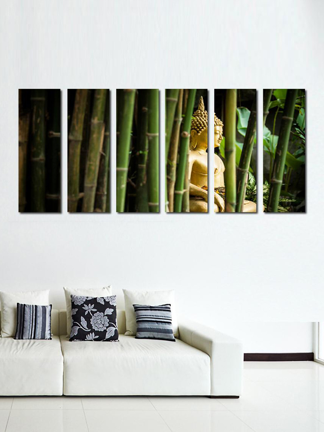 999Store Buddha in The Bamboo Forest MDF 5 Piece Wall Paintings Wall Art -10 x 29 In