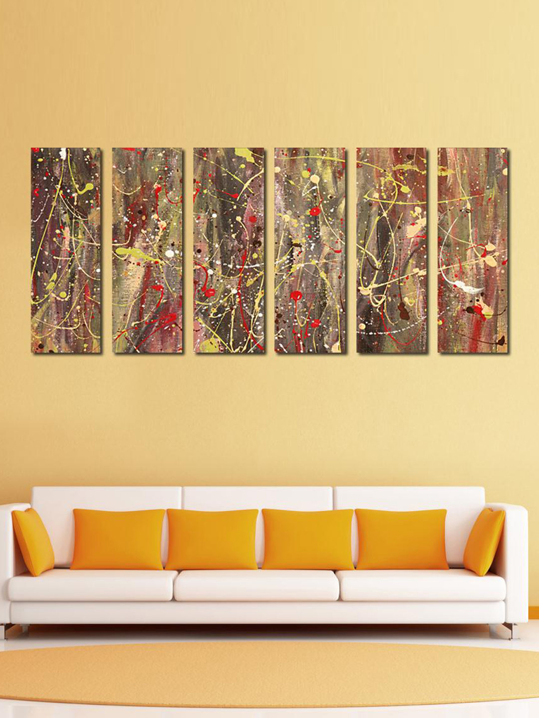 999Store Multicoloured Set of 6 Abstract Lines Wall Art