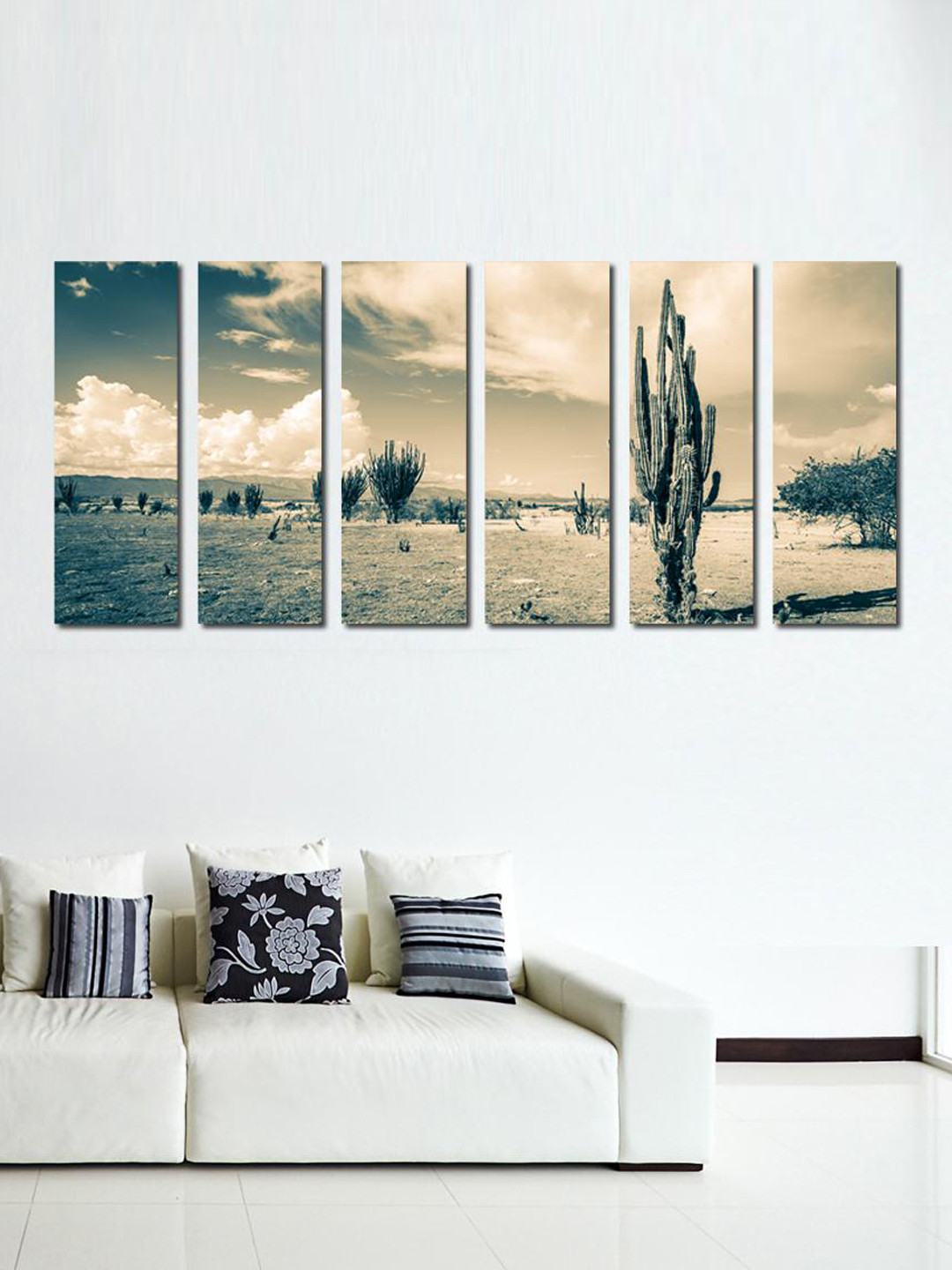 999Store Blue & Grey Set of 6 Cactus & Sky Wall Art