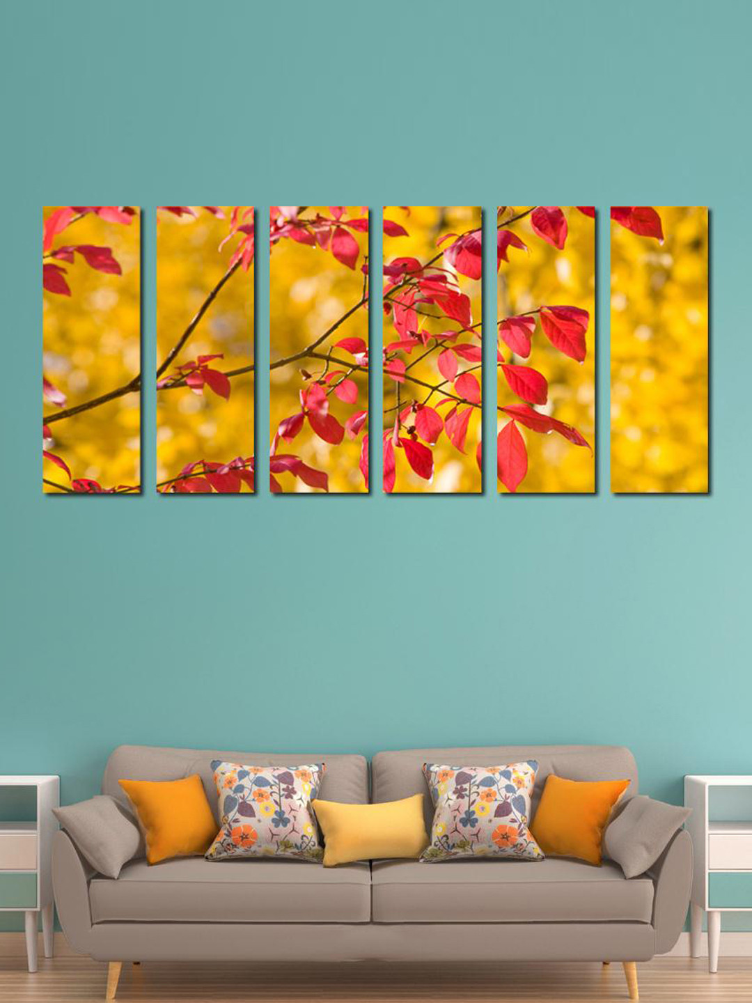 999Store Yellow & Red Leave Stems Wall Art