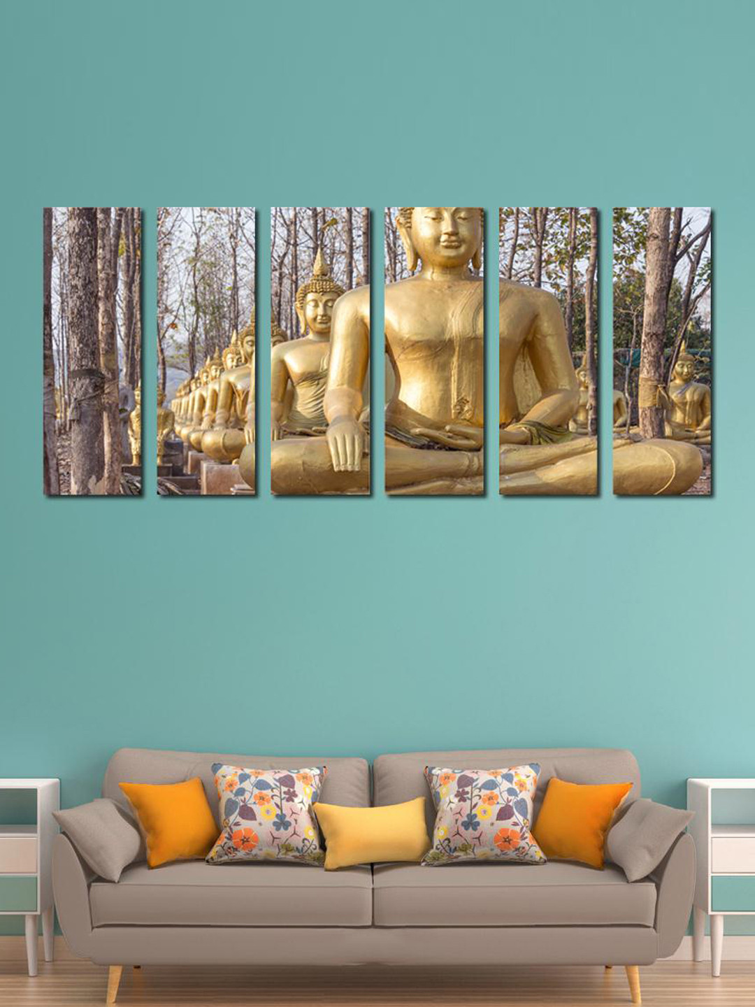 999Store Buddha Sitting Art Canvas 6 Piece Wall Rectangle Paintings Wall Art-10.2 x 29.9In